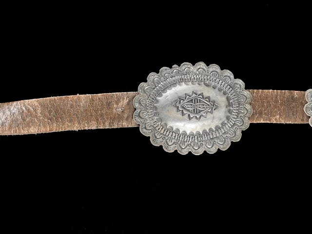Early Second Phase Concho Belt 1890's- 1900's Coin Silver